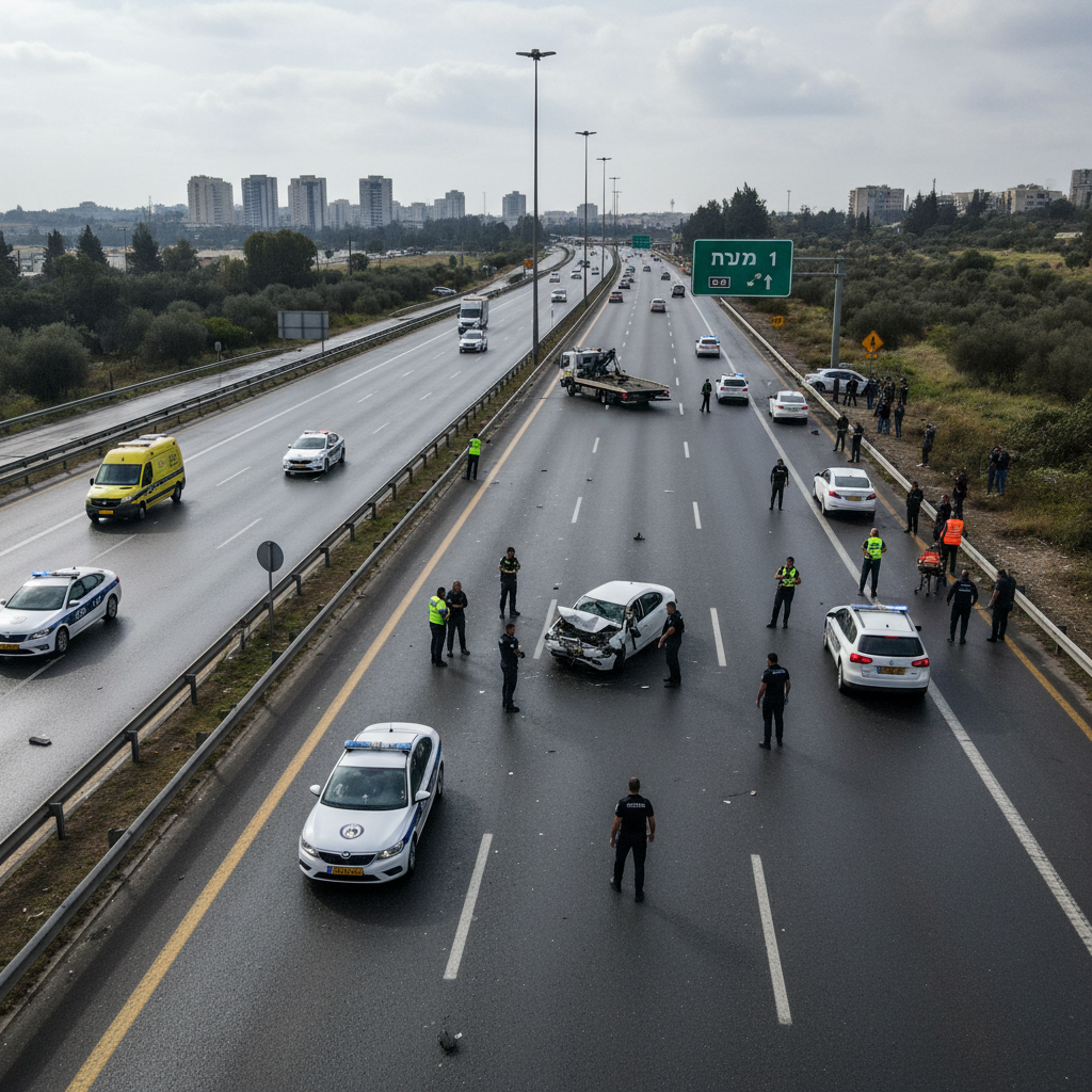 תאונת דרכים אירעה הלילה בכביש 1 וגרמה לחסימת צירים, עניין...